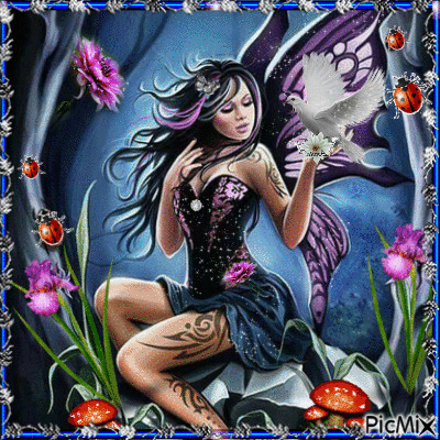 Angel in black and purple. - Free animated GIF