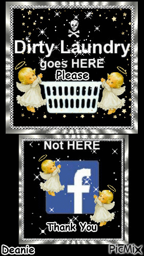 Angels saying:  No Dirty Laundry On Facebook - 免费动画 GIF