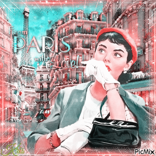 Femme vintage à Paris - Gratis animerad GIF