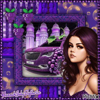 {#}Selena Gomez with Grapes Aesthetic{#} - Free animated GIF