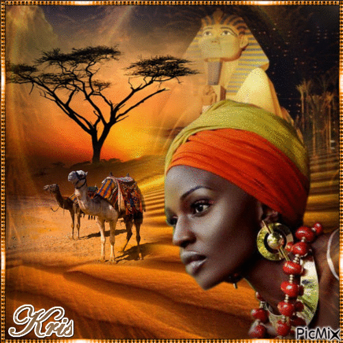 Femme africaine 🌹🌼💝 - Animovaný GIF zadarmo