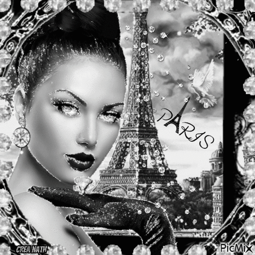 La dame de Paris en gris et noir - GIF animé gratuit