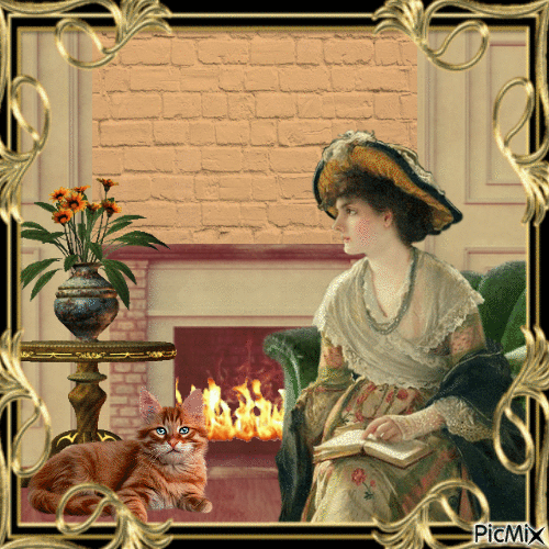 Vintage woman reading - Бесплатни анимирани ГИФ