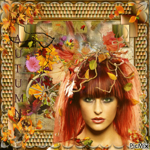 belle femme automne - Gratis animerad GIF