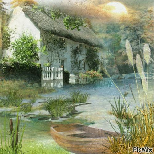 Haus am Fluss - GIF animado grátis