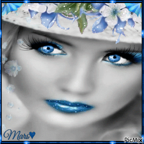 mujer con ojos azules - GIF animado gratis - PicMix