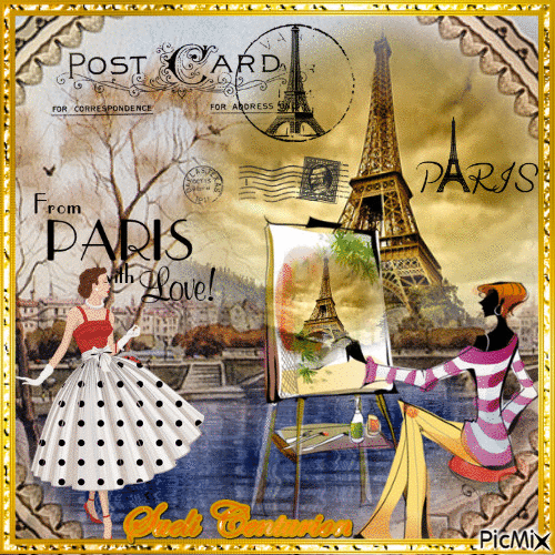 Cartão Postal de Paris - GIF animado gratis - PicMix