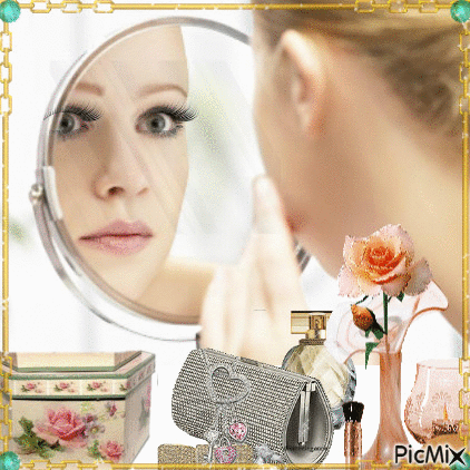 Woman at the mirror - Gratis geanimeerde GIF