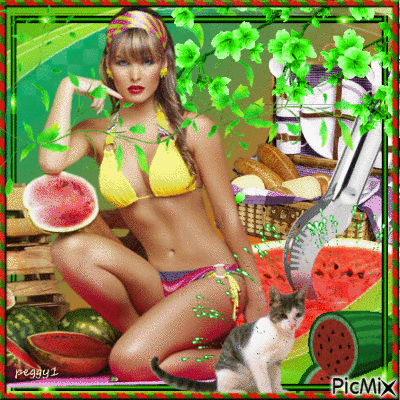 summertime...and the watermelon's juicey - 免费动画 GIF