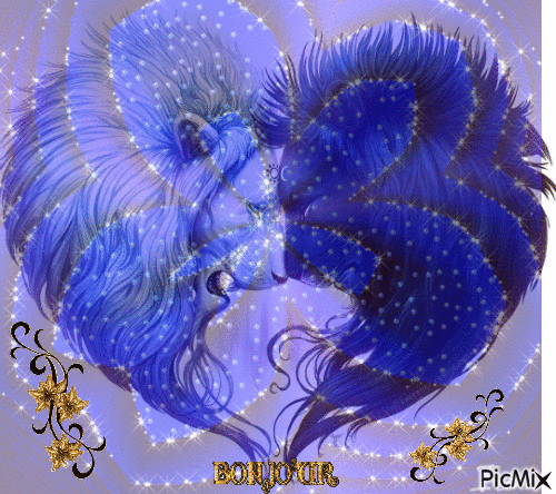 un coeur lion bleu - Бесплатни анимирани ГИФ