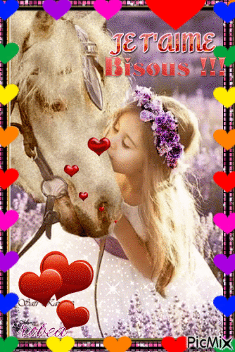 Je t`aime mon cheval bisous - Безплатен анимиран GIF