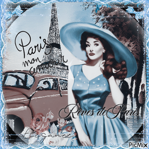 Woman in Paris With Her Car - GIF animate gratis