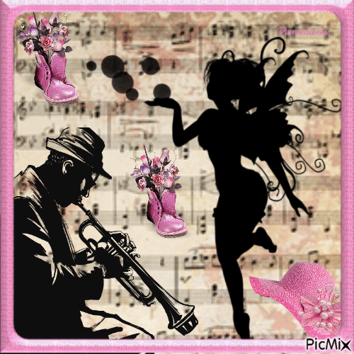 Musique et papillons. - Free animated GIF
