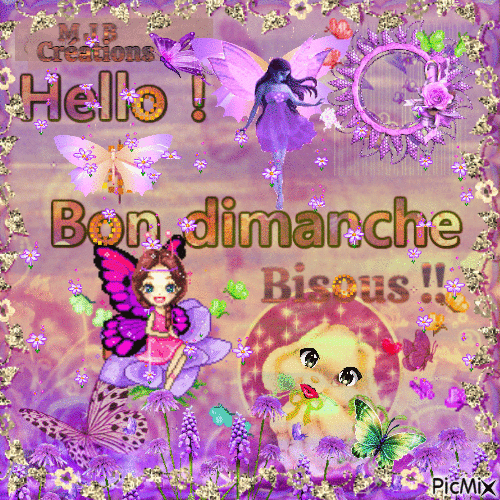 .. Bon Dimanche  , Fleurie ... M J B Créations - Darmowy animowany GIF