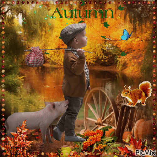 Niño/a en otoño - Free animated GIF