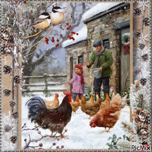 winter day on the farm - Ingyenes animált GIF
