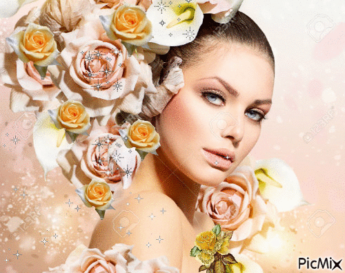 la fille aux roses - Besplatni animirani GIF