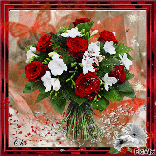 Bouquet de fleurs pour les amies (is) - Gratis animeret GIF