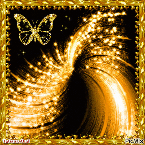 Golden butterfly - GIF animado gratis