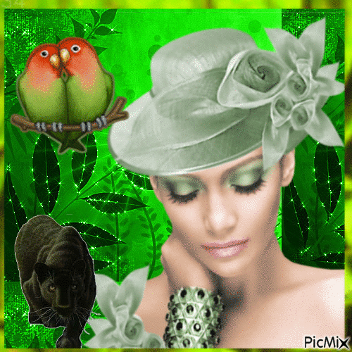 Femme en vert - Gratis animerad GIF