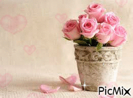 Vase et roses - GIF animado gratis
