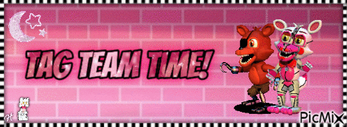 TAG TEAM TIME! Foxy & Funtime Foxy - Banner - 無料のアニメーション GIF
