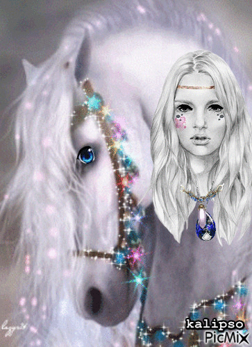 White horse.. - 無料のアニメーション GIF