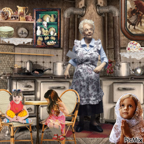 grandma and the kids - 無料のアニメーション GIF