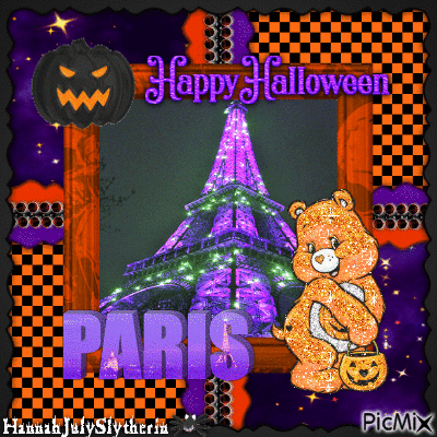 #Halloween in Paris with Trick or Sweet Bear# - Бесплатни анимирани ГИФ