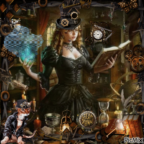 Retrato de bruja steampunk - Gratis geanimeerde GIF