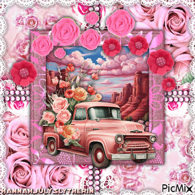{♣♣♣}Pink Pickup Truck{♣♣♣} - Gratis animeret GIF