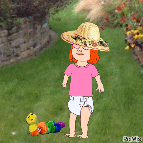 Baby and Inch posing for a garden shot - GIF animate gratis