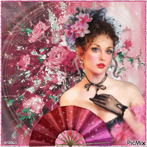Femme pink roses - Besplatni animirani GIF
