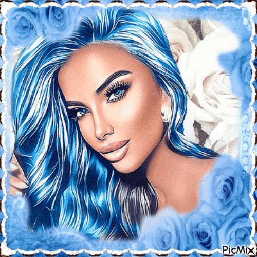 Cheveux bleus - GIF animado grátis