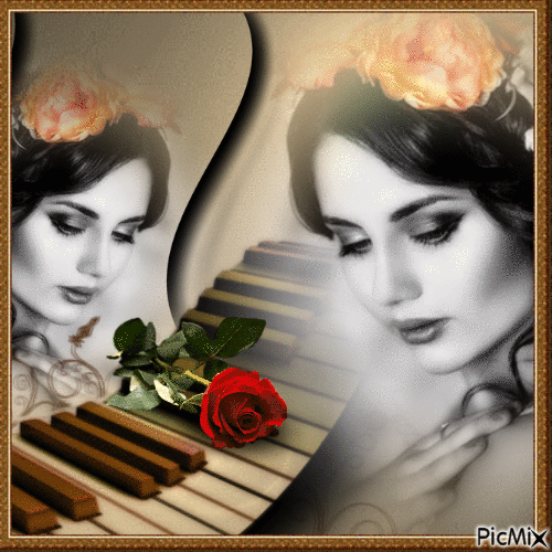 Piyano ve kadın - Darmowy animowany GIF