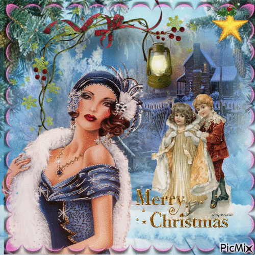 merry christmas vintage - Безплатен анимиран GIF