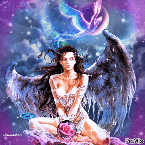 L'angelo custode della rosa - Laurachan - GIF animate gratis