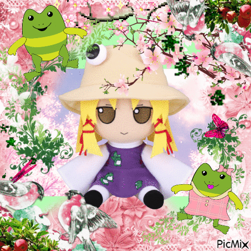 Suwako Frog Party! - Free animated GIF