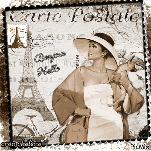 Carte postale Paris - Sepia - 免费动画 GIF
