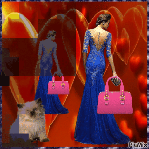 2 women with pink bag - 免费动画 GIF