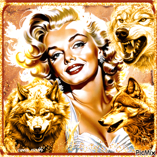 Marilyn et loups - GIF animado gratis