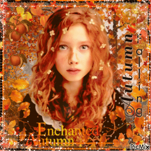 Woman's face in autumn - Free animated GIF