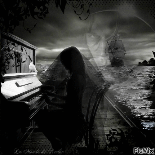 le femme au piano - Nemokamas animacinis gif