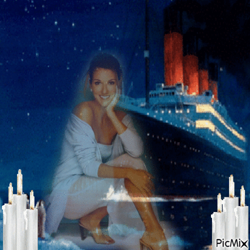 Celine riding the Titanic - Ingyenes animált GIF