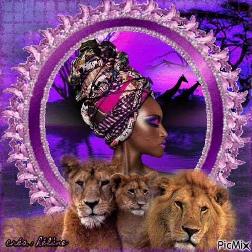 beauté africaine fond violet - GIF animé gratuit