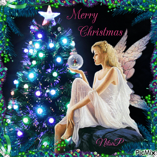 Christmas with an angel - Безплатен анимиран GIF