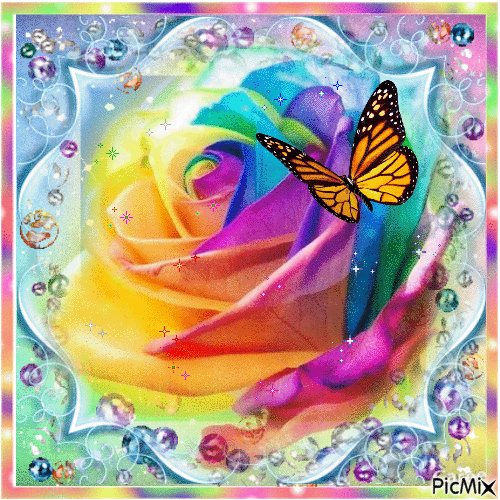 rainbow rose - Δωρεάν κινούμενο GIF