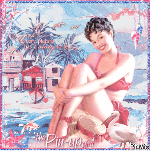 Vintage Pin Up Blue and Pink - Free animated GIF