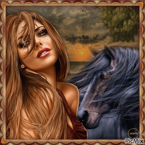 Frau mit Pferd - 無料のアニメーション GIF