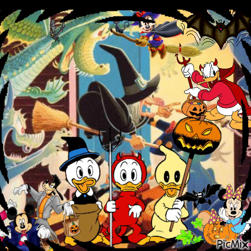 Donald Duck et ses neveux - Joyeux Halloween - Ilmainen animoitu GIF